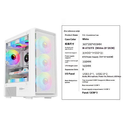 T10 Nine-Tailed Fox 240mm Water-Cooled Glass Side ATX/DIY Shell Matx Desktop Computer Case for Gaming Transparent Side for