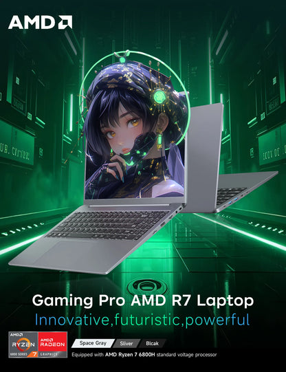 Laptop amd R7-6800H Computer 15.9 Inch 2.5K HD 32GB DDR5 512GB 1TB SSD Ordinateur Portable Gaming Laptop