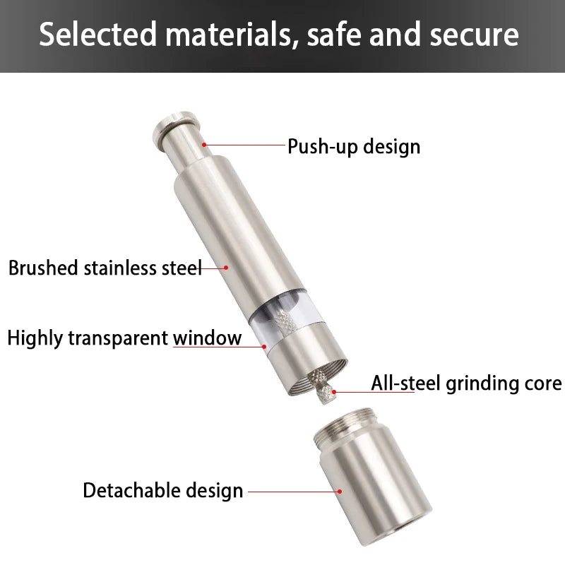 Mother Gift Kitchen Accessaries Picnic Thumb Stainless Steel 18/10 Mill Single Manual Press Salt and Pepper Herb Grinder