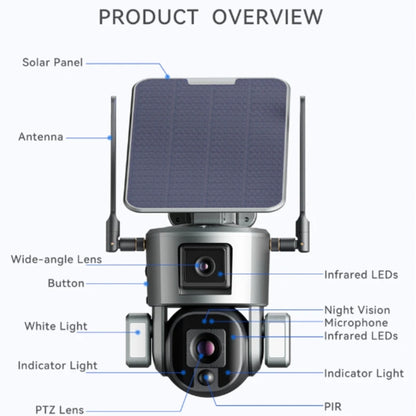 WZ-Y5 4G 4K Solar Powered Cctv Camera 4G 10x Zoom Network Sim Card Surveillance Home Security Floodlight Camera