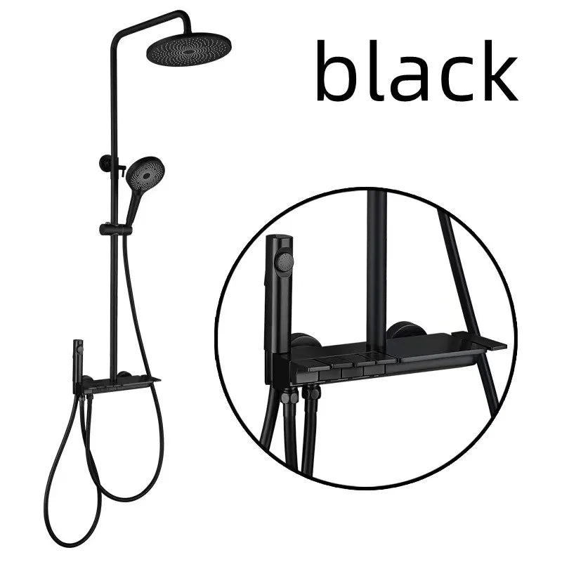 High Quality Full Brass Piano Key Shower Shower Set Bathroom With Airbrush Bathtub Shower Faucet