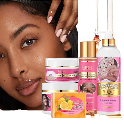 Ailke Products Glowing Niacinamide Dark Spot Removal Anti Acne Lemon Vitamin C Whitening Skin Care Set for Women