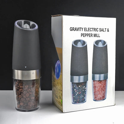 Electric Portable Gravity Salt and Pepper Grinder Set Mill with LED Light Automatic Pepper Grinder