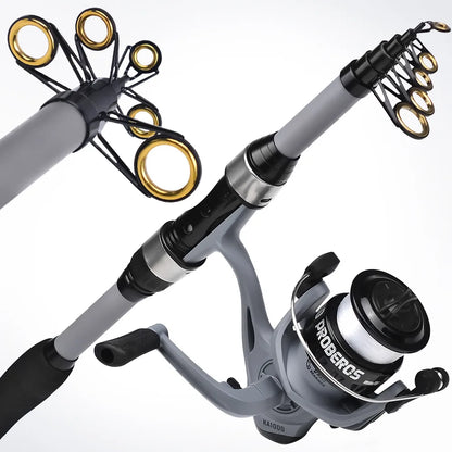 New 1.8m Glass Fiber Telescopic Pole Fishing Rod Reel Combo Kit Bass Fishing Tackle Set for Carp Bottom Fishing