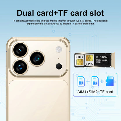 2025 New Arrival Original I17 17 Pro Max 5G Smartphone 144Hz 7.3 Display 108MP Rear Camera 16GB+1TB Storage Deca Core MTK