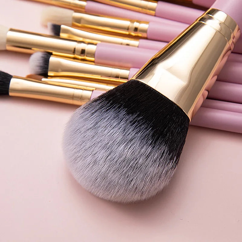 Custom 15-Piece Vegan Synthetic Pink Makeup Brush Set High Quality Product