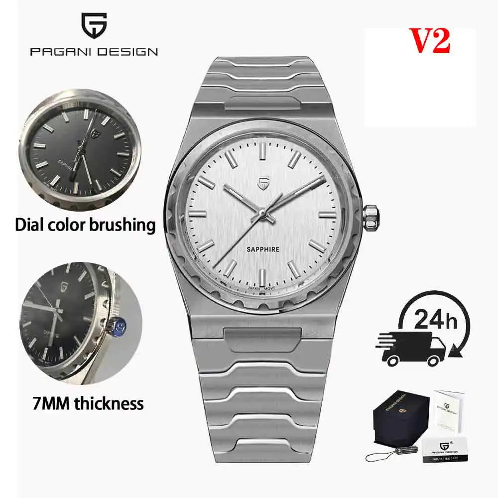 PAGANI DESIGN 2025 New VJ21 Fashion Man Quartz Watch V2 Sapphire 10Bar Waterproof Thin 7MM Luminous C3 Upgrade reloj hombre
