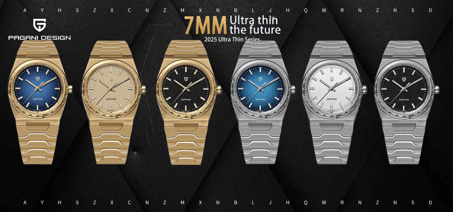 PAGANI DESIGN 2025 New VJ21 Fashion Man Quartz Watch V2 Sapphire 10Bar Waterproof Thin 7MM Luminous C3 Upgrade reloj hombre
