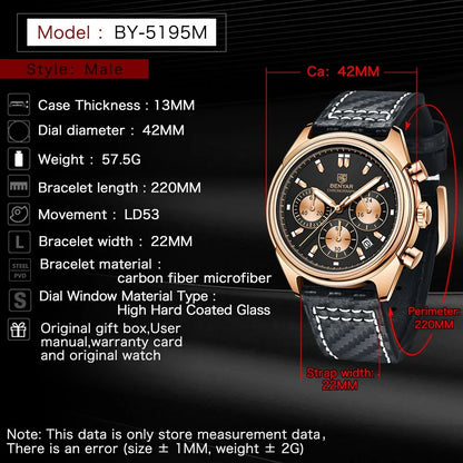 BENYAR 2024 New Watches Men Luxury Brand Chronograph Male Sport Watches Waterproof Stainless Steel Quartz Watch Relojes Hombre