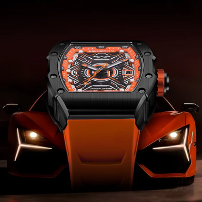 Relógio masculino automático original de luxo da marca Pagani, com design vazado, cronógrafo e à prova de água.