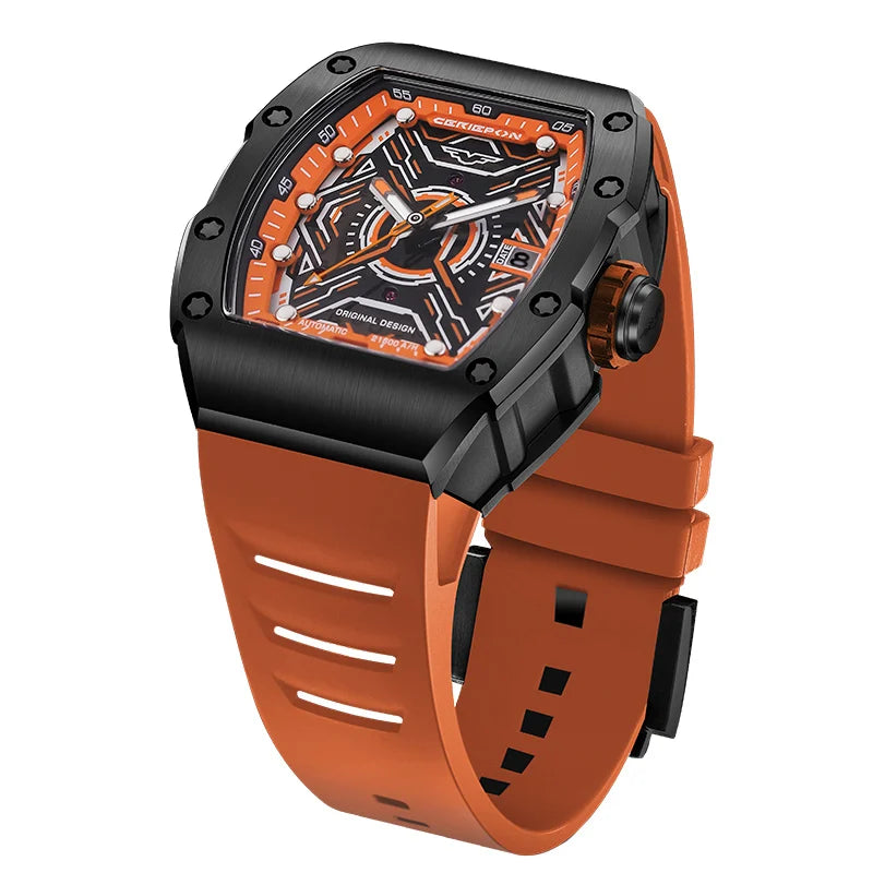 Relógio masculino automático original de luxo da marca Pagani, com design vazado, cronógrafo e à prova de água.