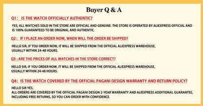 Relógio de pulso de luxo casual PAGANI DESIGN 2024 para homem, modelo VK63, com mecanismo de quartzo, resistente à água até 100 metros, vidro de safira e caixa em aço inoxidável.