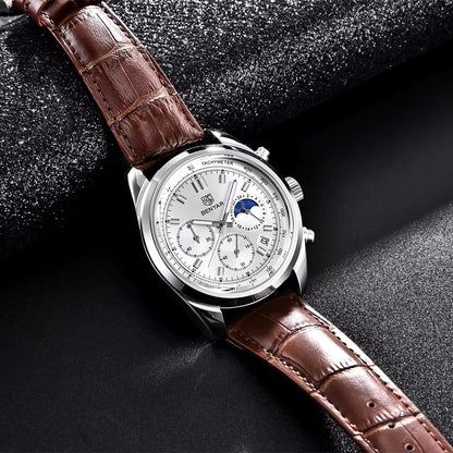 BENYAR New Men Watch 30ATM Waterproof Stainless Steel Quartz Wristwatches Luxury Leather Military Chronograph Watch reloj hombre