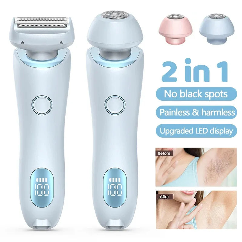 Portable Waterproof 2 In 1 Painless Shaving Knife Lady Private Part Hair Shaver Trimmer Epilator Bikini Trimmer Electric Razors
