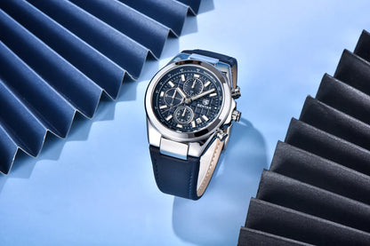 2025 New BENYAR Men's Watches Top Brand Luxury Watch For Men Chronograph Quartz Wristwatch Clock Waterproof Leather Reloj Hombre