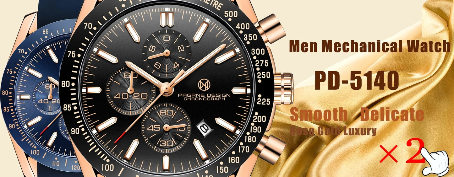 PAGRNE DESIGN Quartz Watches Multi functional chronograph 44mm Fashionable men's watch PAGANI DESIGN Extended Brand PG5140