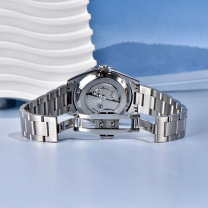 BENYAR 2024 Sand Dia 40MM Relógio Mecânico em Aço Inoxidável 316L Simples e Resistente à Água até 5 Bar - Relógio de Pulso Automático para Homem