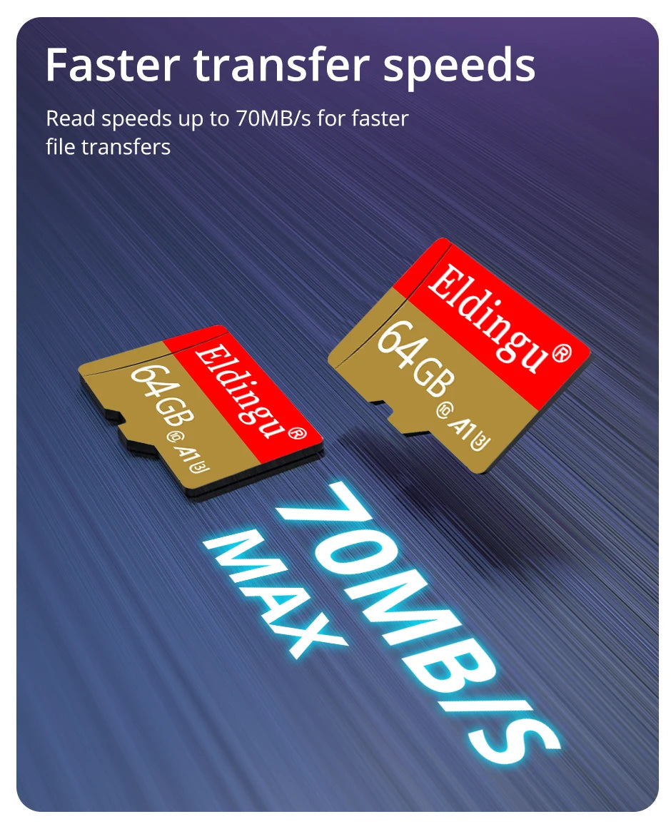 Eldingu Original TF Card 64G Class10 A1 for Surveillance Video MP3 MP4 Mobile Phone Memory Card 32GB U1 TF Card 128GB U3
