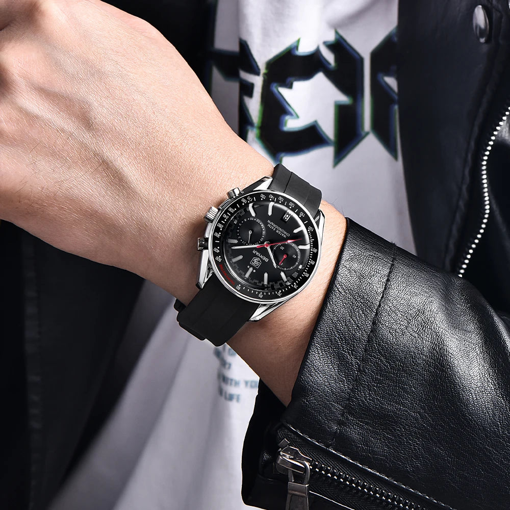 BENYAR Novo Relógio de Pulso de Luxo para Homem com Quartzo, Marca Topo, Resistente à Água até 50M, Bracelete em Aço Inoxidável, Relógio Cronógrafo Casual para Homem