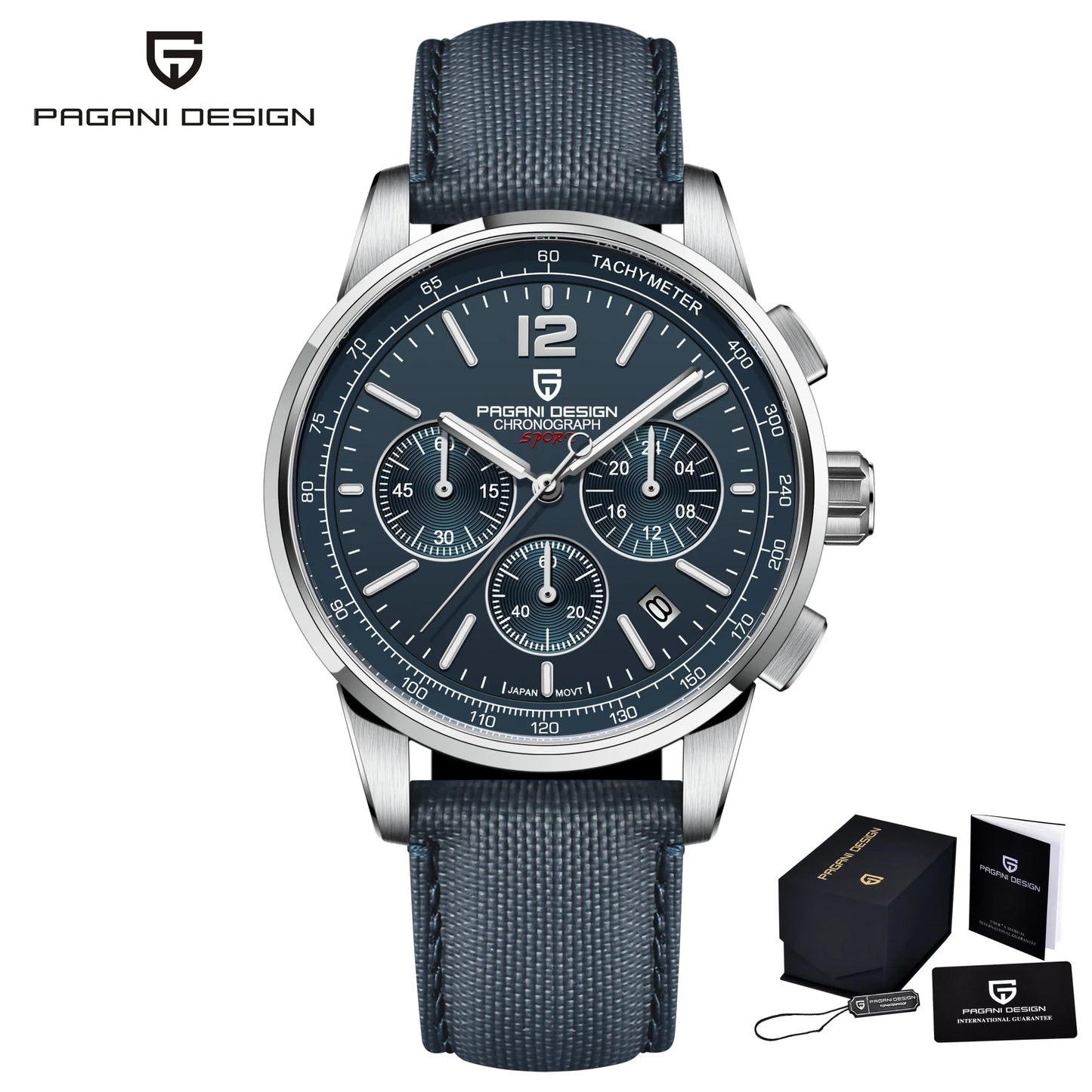 Relógio de pulso de luxo casual PAGANI DESIGN 2024 para homem, modelo VK63, com mecanismo de quartzo, resistente à água até 100 metros, vidro de safira e caixa em aço inoxidável.