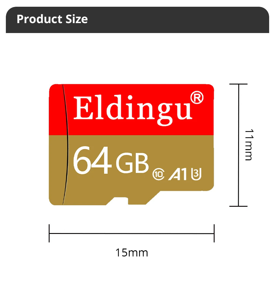 Eldingu Original TF Card 64G Class10 A1 for Surveillance Video MP3 MP4 Mobile Phone Memory Card 32GB U1 TF Card 128GB U3