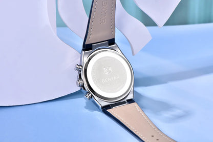 2025 New BENYAR Men's Watches Top Brand Luxury Watch For Men Chronograph Quartz Wristwatch Clock Waterproof Leather Reloj Hombre