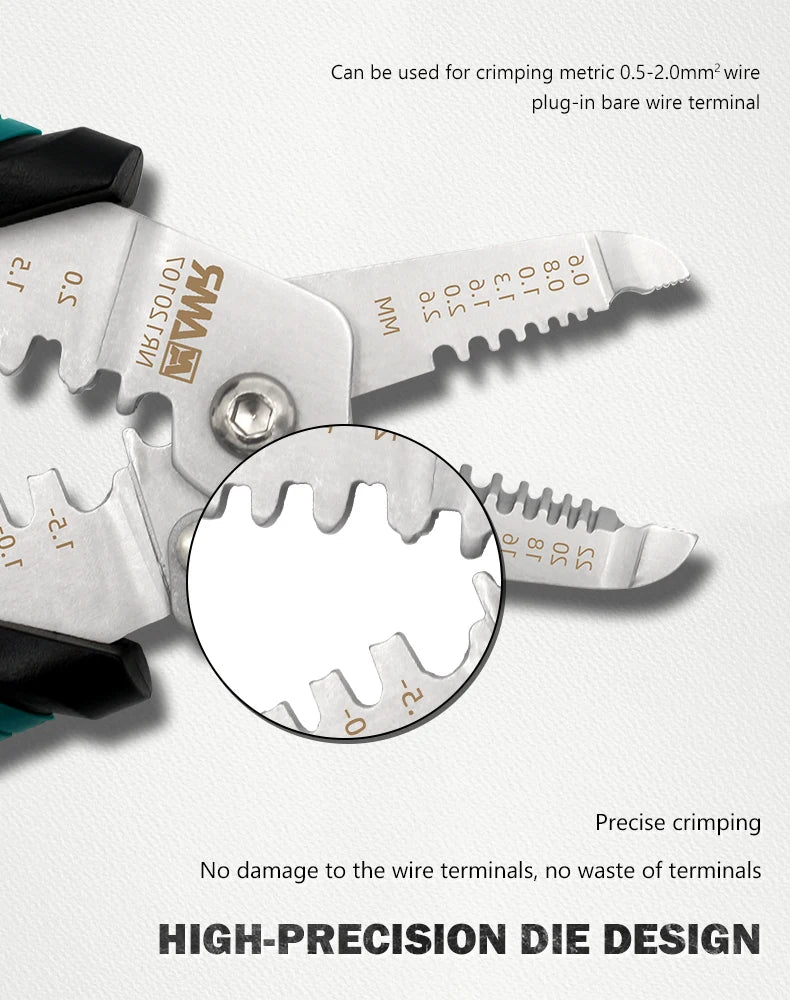 8-in-1 Stripping Pliers with Voltage Tester Versatile Wire Stripping Pliers with Electricity Measurement Cutting Crimping Pliers