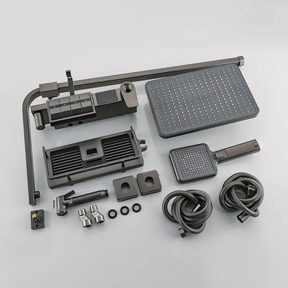 Grey Thermostatic Piano Digital Bathroom Shower Set 12 Inch Rain Shower Head Hot Cold Digital Bathroom Shower Set Accessories