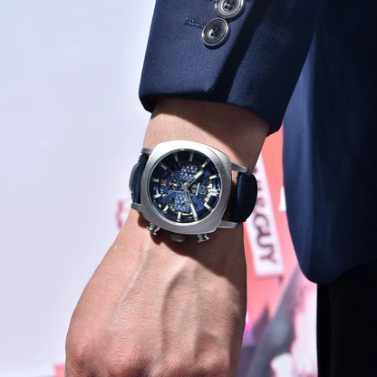 Benyar Design 2024 Men's Quartz Watch 43mm Luminous Dial 50m Water Resistant Anti-Reflective Chronograph Fashionable New