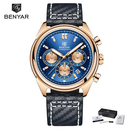 BENYAR 2024 New Watches Men Luxury Brand Chronograph Male Sport Watches Waterproof Stainless Steel Quartz Watch Relojes Hombre