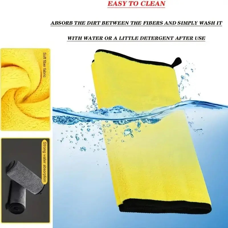 Super Microfiber Car Cleaning Towel Reusable Detail Cloth for Glass Fast-Absorbing Lint-Free Household Vehicle Care Fabrics Cars