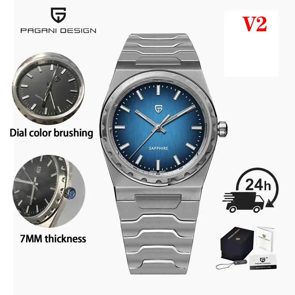 PAGANI DESIGN 2025 New VJ21 Fashion Man Quartz Watch V2 Sapphire 10Bar Waterproof Thin 7MM Luminous C3 Upgrade reloj hombre