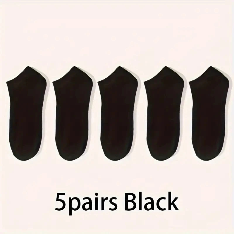 Pack de 5/10 pares de meias de cano curto unissexo, confortáveis, respiráveis ​​e leves - ideais para desporto e uso diário.