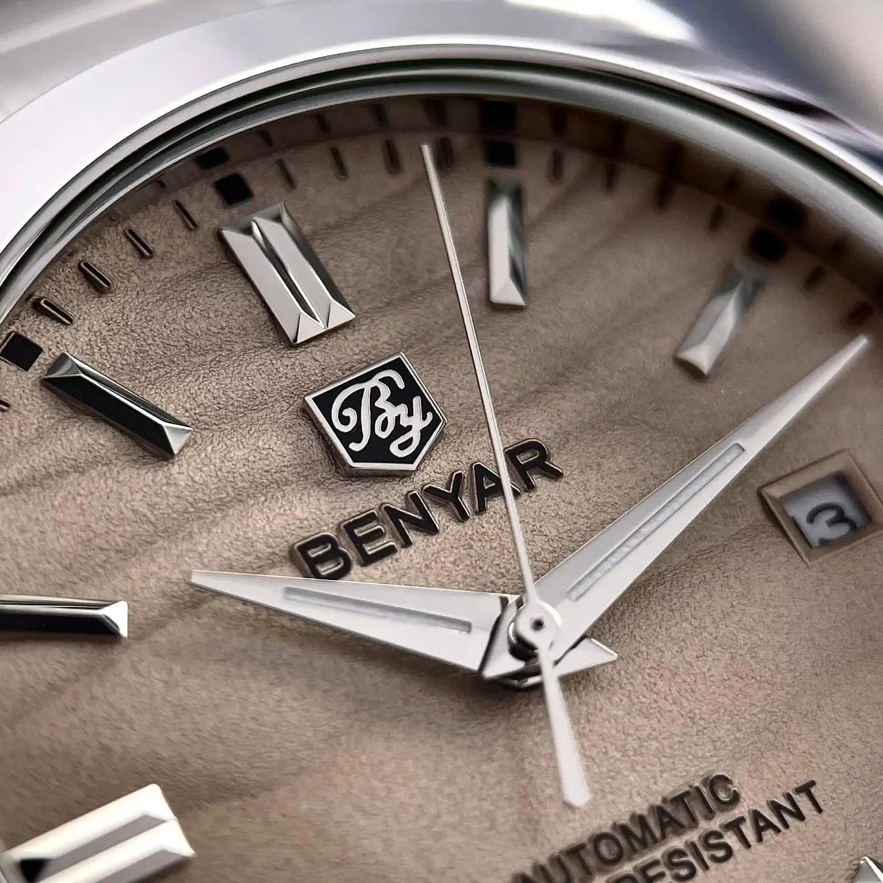 BENYAR 2024 Sand Dia 40MM Relógio Mecânico em Aço Inoxidável 316L Simples e Resistente à Água até 5 Bar - Relógio de Pulso Automático para Homem