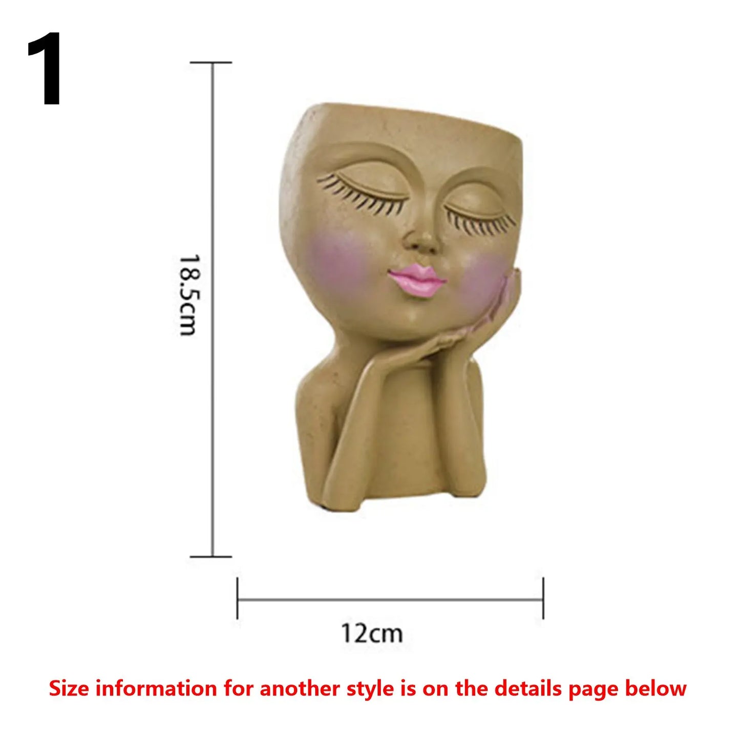 Face Flower Pot Sleeping Beauty Smooth Edge Human Head Planter Decorative Artistic Resin Drainage Plant Pot For Garden