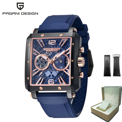 PAGANI DESIGN 2022 New Rectangular Watches for Men Top Brand Men's Sports Quartz Watches Skeleton Automatic Date Chronograph