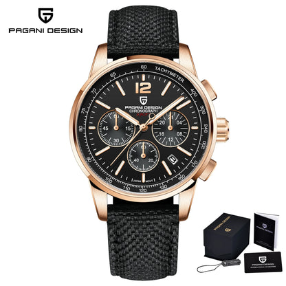 Relógio de pulso de luxo casual PAGANI DESIGN 2024 para homem, modelo VK63, com mecanismo de quartzo, resistente à água até 100 metros, vidro de safira e caixa em aço inoxidável.