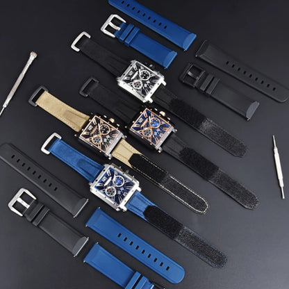 PAGANI DESIGN 2022 New Rectangular Watches for Men Top Brand Men's Sports Quartz Watches Skeleton Automatic Date Chronograph