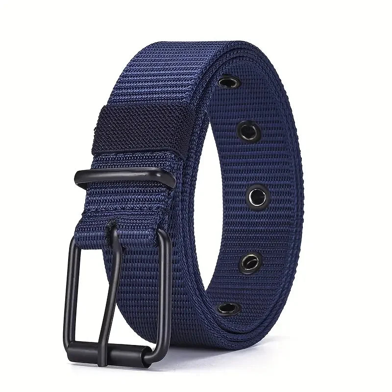 1pc Mens Durable Nylon Canvas Belt - Heavy-Duty Tactical Work Belt with Stylish Quick-Release Prong Buckle for Everyday Wear