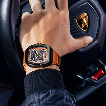 Relógio masculino automático original de luxo da marca Pagani, com design vazado, cronógrafo e à prova de água.