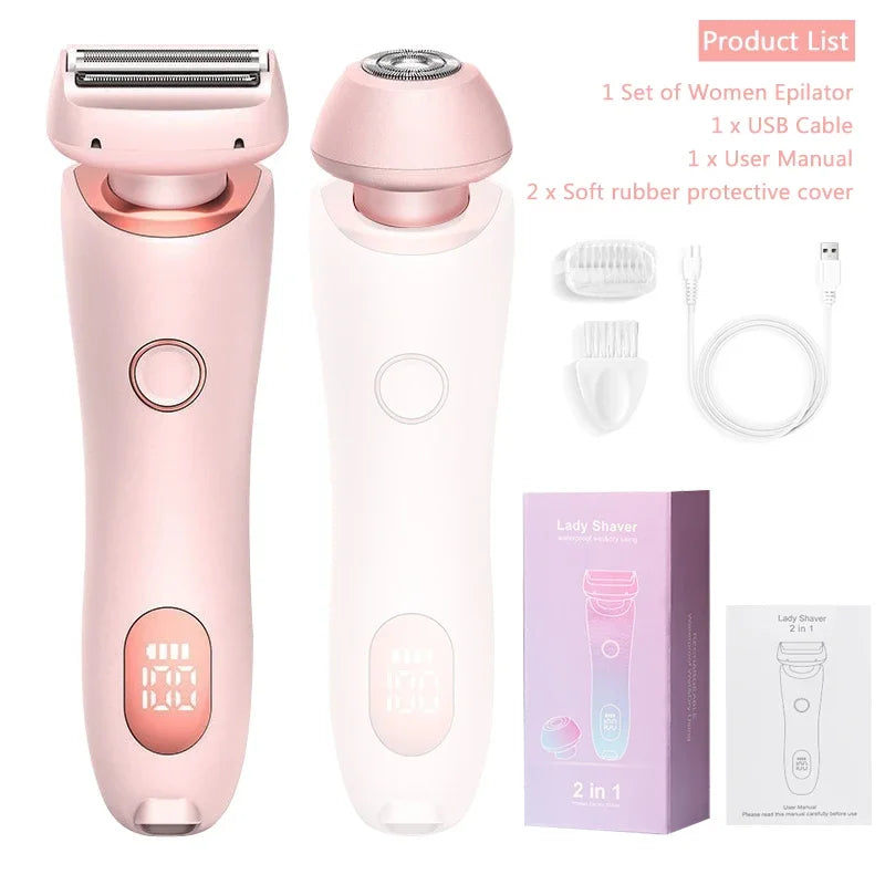 Portable Waterproof 2 In 1 Painless Shaving Knife Lady Private Part Hair Shaver Trimmer Epilator Bikini Trimmer Electric Razors