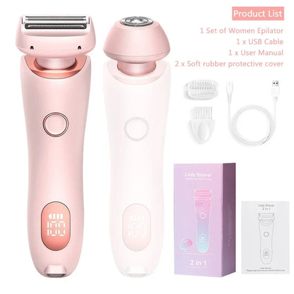 Portable Waterproof 2 In 1 Painless Shaving Knife Lady Private Part Hair Shaver Trimmer Epilator Bikini Trimmer Electric Razors
