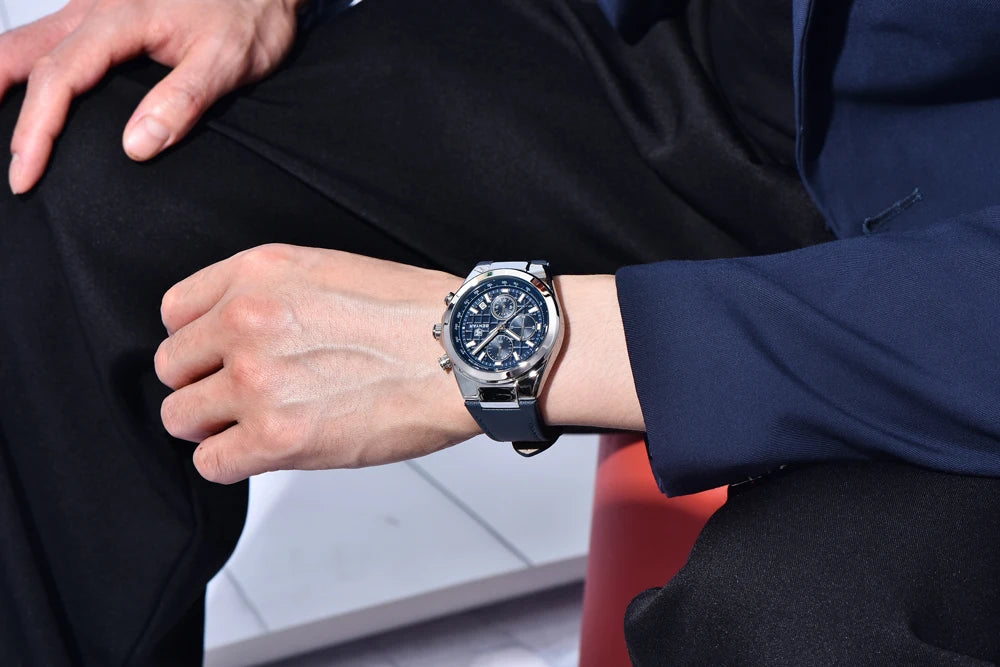 2025 New BENYAR Men's Watches Top Brand Luxury Watch For Men Chronograph Quartz Wristwatch Clock Waterproof Leather Reloj Hombre