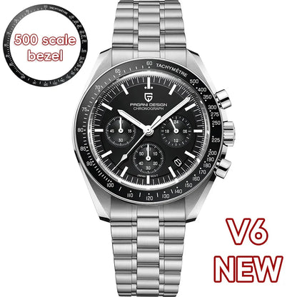 PAGANI DESIGN 2025 New Moon Watch Retro Luxury Quartz Watches For Men Stainless steel Luminous waterproof Sport Chronograph Man