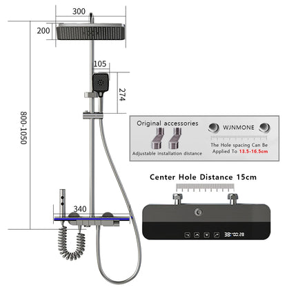 Bathroom Smart Shower System Set Bathtub Rainfall Digital Display Temperature Mixer Rain Shower Faucet Sets with Atmosphere Lamp