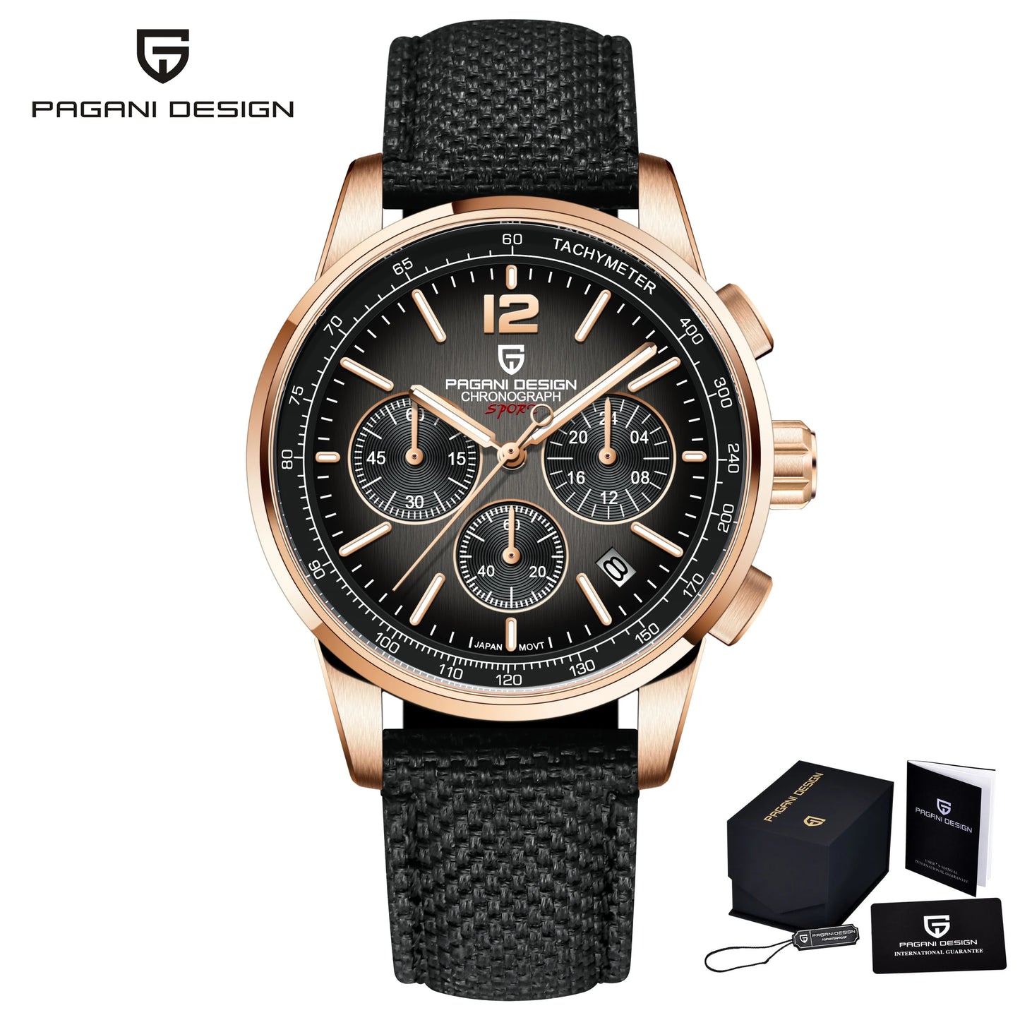 Relógio de pulso de luxo casual PAGANI DESIGN 2024 para homem, modelo VK63, com mecanismo de quartzo, resistente à água até 100 metros, vidro de safira e caixa em aço inoxidável.