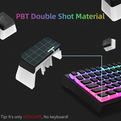 New Pudding PBT Keycaps 129 Keys Double Shot Translucent for 60% 80% 100% Layout OEM Profile for RGB Mechanical Gaming Keyboard