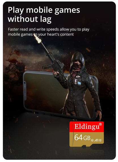 Eldingu Original TF Card 64G Class10 A1 for Surveillance Video MP3 MP4 Mobile Phone Memory Card 32GB U1 TF Card 128GB U3