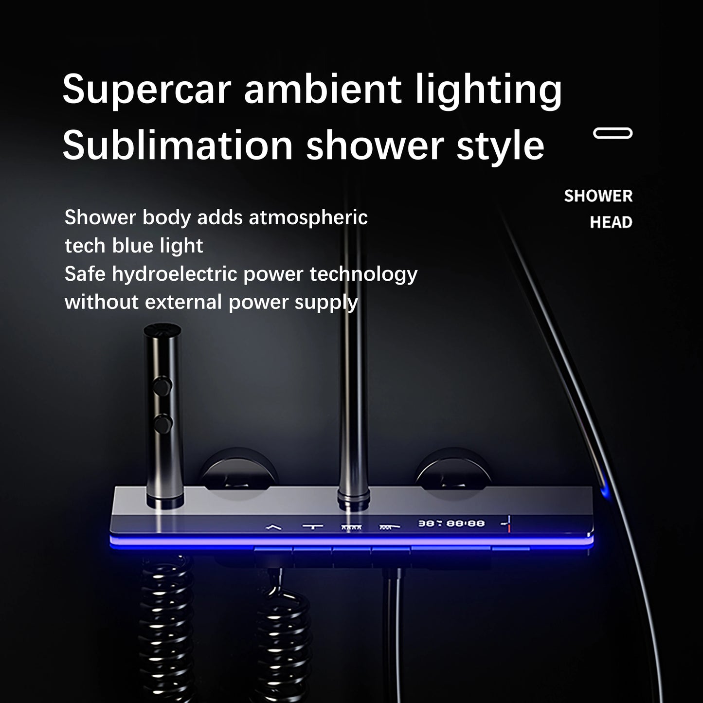 Bathroom Smart Shower System Set Bathtub Rainfall Digital Display Temperature Mixer Rain Shower Faucet Sets with Atmosphere Lamp