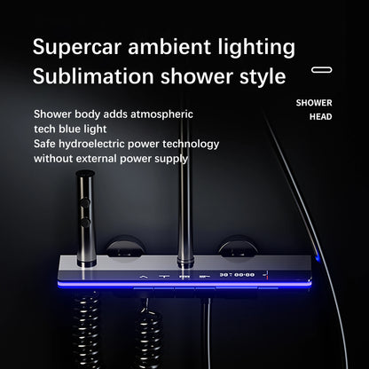 Bathroom Smart Shower System Set Bathtub Rainfall Digital Display Temperature Mixer Rain Shower Faucet Sets with Atmosphere Lamp